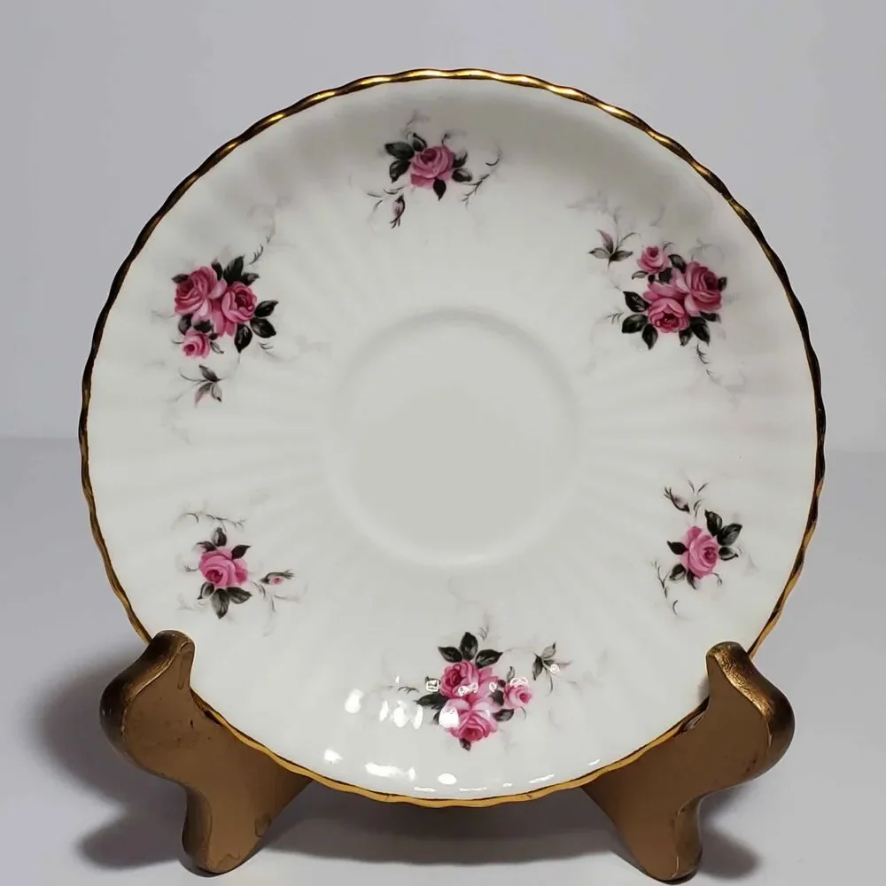 Princess House Teacup and Saucer Pink Roses Vintage